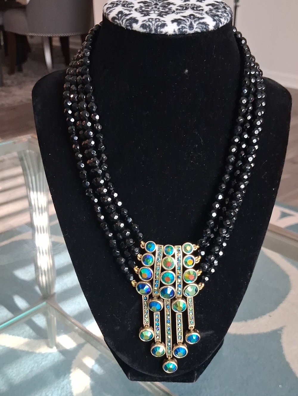 Heidi Daus "An Affair To Remember" Bead Necklace with Iridescent Pendant